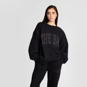The Bar Varsity Black Boyfriend Sweatshirt Women’s  Sz L